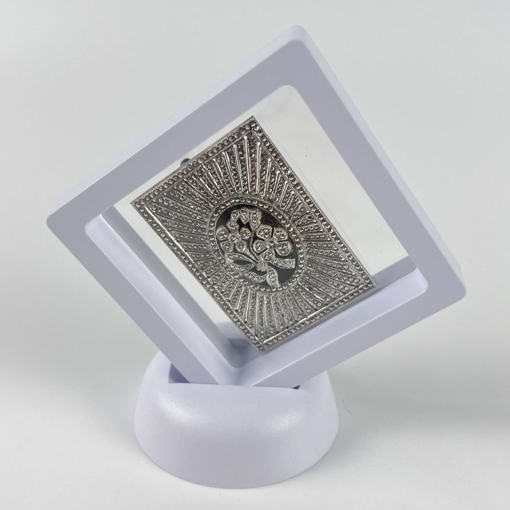 Vintage Art Deco Kd Kimler & Daniels Floral Marcasite Picture Frame Pin Brooch